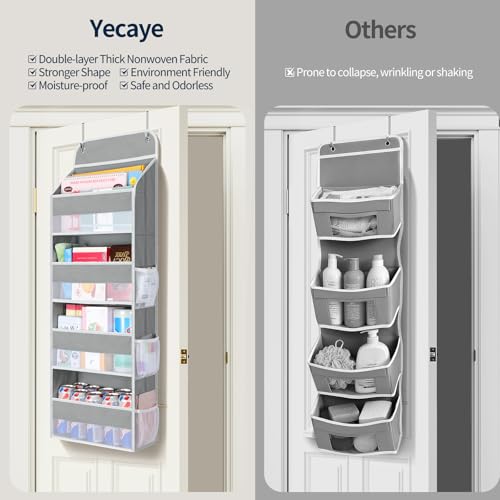 Yecaye Over The Door Organizer, Heavy Duty Hanging Organizers and Storage with 4 Large Capacity Pockets, Swing-Proof Behind The Door Storage for Bathroom Nursery Bedroom Dorm Closet, Grey,1Pc - color: Grey, size: 4 Tier