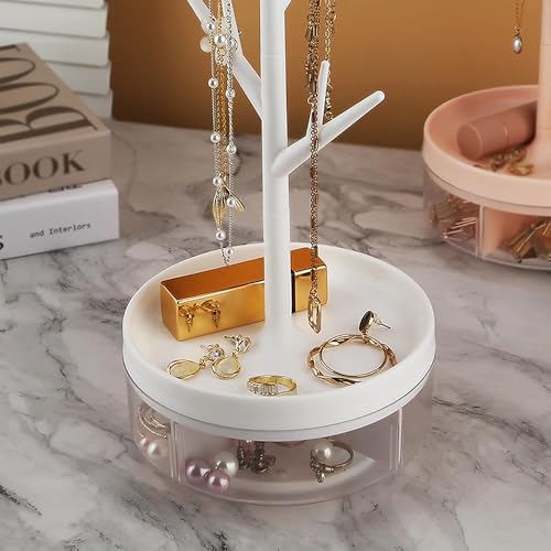 1Pc Branch Jewelry Box, Rotating Rack, Jewelry Storage Box - color: pink