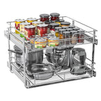 ZOINLIY Pull Out Cabinet Organizer, Versatile Slide Out Kitchen Organizers and Storage,Heavy Duty Drawer Cupboard Storage Basket, Smooth Sliding, Chrome Finish (2-Tiers-24¼''W×22“D) - size: 2-Tiers 24¼''W×22“D
