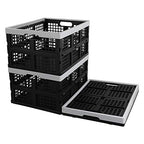 Kekow 28 L Black Plastic Collapsible Storage Basket, 3-Pack Folding Crates Storage - size: 28 L