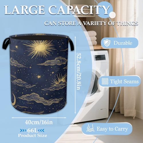 Sun Moon Laundry Basket Collapsible Laundry Hamper Clothes Toy Storage Bin for Bathroom Bedroom Room Decor 16" X 20.8" - color: Sun Moon