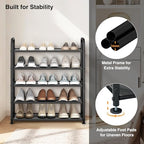 STO STO 5-Tier Shoe Rack with Sturdy Mesh Shelves, Heavy Duty Metal Shoe Organizer for Entryway, Closet, Garage, Front Door, Holds 15 Pairs, Free Standing Shoe Storage Shelf, Adjustable Feet, Black - size: 5-Tier Standard