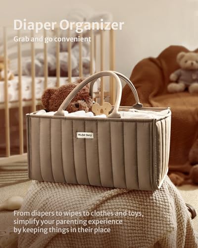 Blissful Diary Baby Diaper Caddy Organizer, Stylish Storage Basket for Newborn Essentials and Diaper Station, Gift for Baby Shower and Registry Must-Have, Mocha Brown - color: Mocha Brown