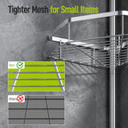 LAMU Shower Caddy Corner Tension Pole, Stainless Steel Shower Organizer, Strong Spring, 5 Adhesive Pads, 2.4 in Non-Slip Grid Base, Adjustable 4-Tier Basket, 4 Hooks, Fits Heights 37.8-124 in, Silver