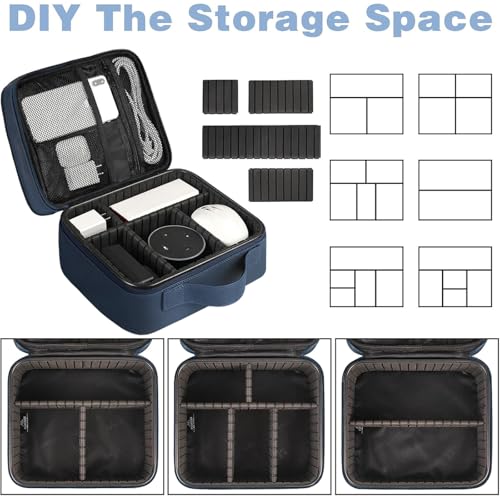 MATEIN Cord Organizer Case with Adjustable Divider, DJ Cable File Bag for Electronic Storage, USB Cable, Charger, Tech Accessories, Shockproof Portable Double Layer Cord Bags, Blue - color: Blue, size: Medium