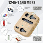 TabCouchCaddy - Couch Cup Holder Tray Pillow - Bed, Couch Caddy, Sofa, RV & Car - Holds Drinks, Snacks, Remotes, Phones, Kindle, Tablet | Bed Cup Holder (Beige) - color: Beige