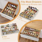 8-Pack Spice Drawer Organizer, Expandable Acrylic Seasoning Rack (13" to 26") with Anti-Slip Mat, Kitchen Spice Rack Holds up to 56 Jars (Jars Not Included) - size: 8-Pack