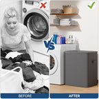 Dual Section 90 liter/23.8 gallon Laundry Hamper Separation Basket with lid, 2 Removable Washing Bags with Handles,Large Laundry Sorter for Easy Clothes Separation - Dark Gray - size: 2 Section,Dark Gray