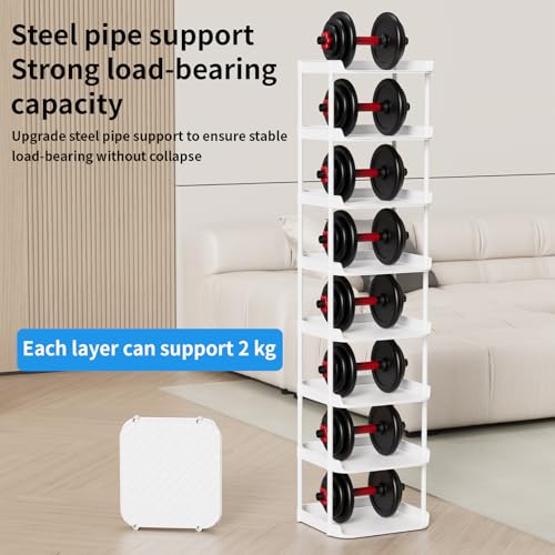 Narrow Shoe Storage Rack, Compact Single Shoerack Stand for Slim Space, Stackable Tall Thin Show Tower, Solid Plastic Shelves, for Hallways, Kitchens, Bedrooms Tidy Organizer (White, 8 Tier) - color: White, size: 8 tier