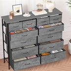 VASICAR Gray Dresser for Bedroom with 12 Deep Drawers, Wide Chest of Drawers, Wood Top TV Stand, Tall Fabric Storage Cabinet for Closet, Nursery, Kid's Room - color: Carbon Grey