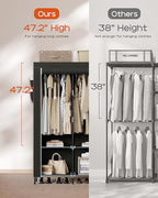 CASAMAYA Portable Closet, 34 Inch Large Capacity Wardrobe Closet with Cover, Clothes Storage Organizer with Shelves and 2 Hanging Rods, Easy to Assembly, Black PCT202B01 - size: 34"L x 17.7"W x 70.9"H