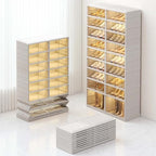 9-Tier Foldable Shoe Rack Organizer for Closet, Holds 36 Pairs Collapsible Plastic Storage Cabinet with Doors, Easy Assembly Large Shoe Shelf - size: 9 Tiers 36 Pairs