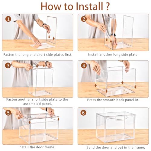 Freebat Stackable Storage Bins, Clear Acrylic Display Case, 9-Pack Acrylic Boxes with Lids, Clear Storage Containers Storage for Handbags, Collectibles & Figures - size: 9pack