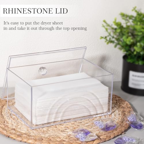 zoocatia Farmhouse Laundry Dryer Sheet Holder Clear Detergent Pods Container Dryer Balls Dispenser with Lid, Organization and Storage Box for Laundry Room, Bedroom, Desk - color: Clear