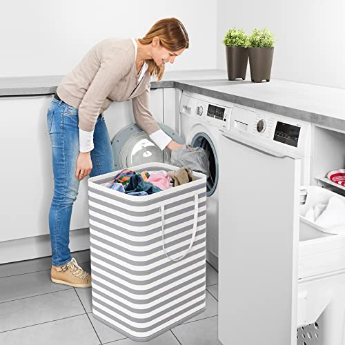 StorageRight Laundry Basket Hamper Large Collapsible Laundry Hamper with Easy Carry Handles，Freestanding Clothes Hampers for Laundry, Bedroom, Dorm, Clothes, Towels, 75L, Grey - color: Grey, size: 75L