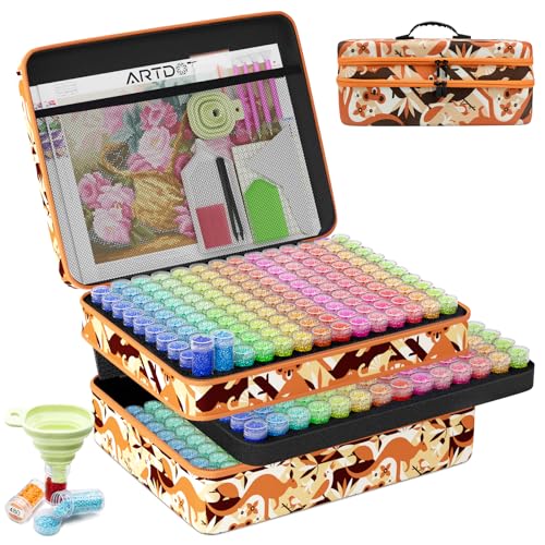 ARTDOT 420 Slots Storage Container for Diamond Art Kits for Adults,Portable Bead Storage Boxes for Diamond Painting Accessories and Tools - color: Orange, size: XX-Large