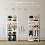 COSTWAY 7 Tiers Shoe Rack, Double Rows Vertical Tall Narrow Patented Shoe Organizer, Free Standing Shoe Rack for Small Space, Entryway, Closet, Living Room, Bedroom (White) - color: White