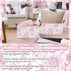 Boao 3 Pcs Pink Floral Foldable Storage Baskets Pink Hydrangea Laundry Basket with Handles Waterproof Storage Bins Fabric Shelf Baskets for Organizing Closet Clothes - style: Pink Flowers
