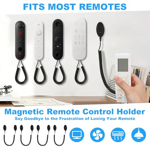 4 Pack 43 Inch Magnetic Remotes Control Holder with Spring Ropes Retractable Cord Remote Holder Wall Mount Anti-Loss Remote Control Leash Wall Mount for Projector TV Fan Couch, Bedside Table - size: 43 Inch