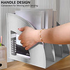 SAYEEC Magazine File Holders 3 Compartment Binder Stand Gray Magazine Storage Folder Desktop File Bookshelf Organizer Office Book Holder Rack for Office Home School - color: 3 Compartments - Gray