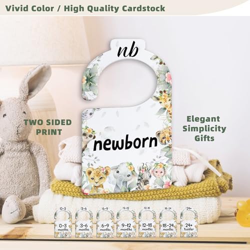 Jungle Animals Baby Closets Organizer, Nursery Closets Dividers for Newborn to 24 Months, Greenery Hangers with Double Size Dividers - color: Green