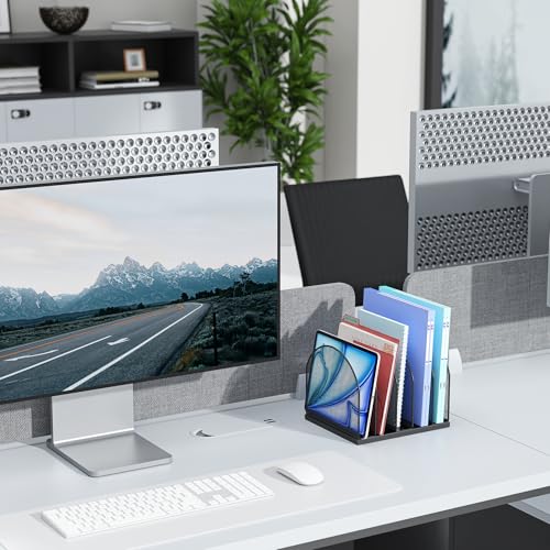 gianotter Desktop File Organizer, Desk Organizer with 5 Compartments, Paper Organizer for Desk, Workspace Organizers for Office Supplies (Black, Upright Style) - color: Black, size: Upright Style