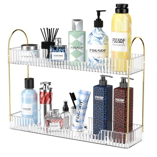 GTI Narrow Bathroom Organizers and Storage, 2 Tier Rectangle Makeup Counter Organizer, Perfume Cosmetics Skincare Vanity Organizers, Dresser Countertop Organizer for Women (Clear) - color: Clear