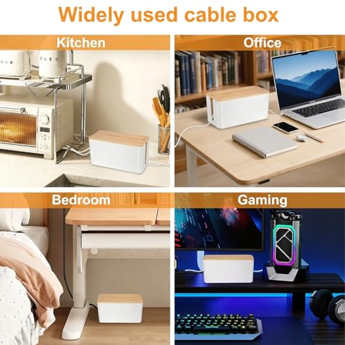 Cable Management Cord Cover Wire Hider Box Concealer Organizer Protector System for Home Theater Entertainment Center Office School (Wood White) - color: Wood White