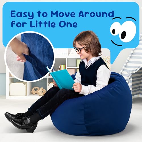 Hobestluk Bean Bag Chairs 2.5FT Bean Bag Chair with Memory Foam Filled & Machine Washable Cover,Beanbag Chair, Small Bean Bag Chairs for Playroom, Living Room, Bedroom - color: Blue, size: 2.5FT - 28.5" x 28.5" x 17.8"