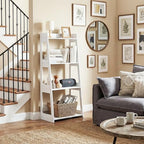 4-Tier Ladder Shelf, White Bathroom Shelves Freestanding Open Shelving Unit Bookshelf, Side End Table for Living Room Kitchen Bathroom(11.8”D x 15.7”W x 38.6”H) - size: 11.8"D x 15.7"W x 38.6"H