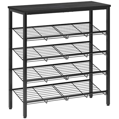 Nunsino Shoe Rack for Closet,5 Tier Shoe Organizer for Entryway,Shoe Shelf with Storage Shelves and Spacious Top,Max Holds 20 of Shoes,Black - color: Black, size: 5 Tier