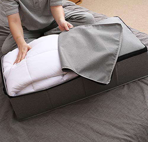 AMJ Under Bed Storage Organizer, Set of 3, Underbed Closet Storage Solution for Closet Organizers Storage Containers with Durable Handles Thick Fabric, Breathable, Linen Dark Gray - color: Dark Gray, 3PCS