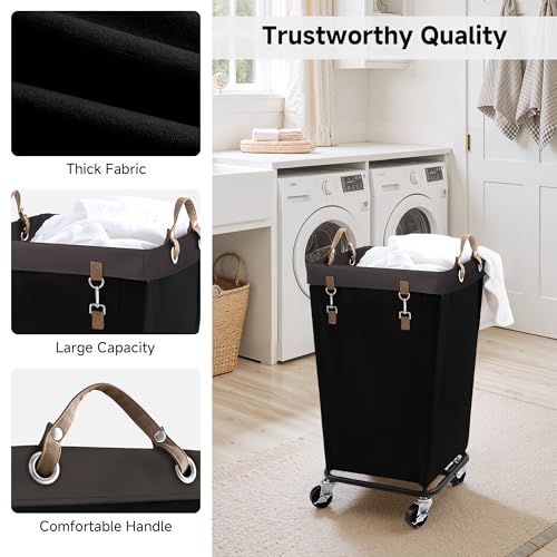 StorageWorks 110L Laundry Basket with Wheels, Large Rolling Hampers for Clothing Organizer, Dirty Clothes Basket for Hotel, Home, Closet, Dorm, Black - color: Black, size: 110L