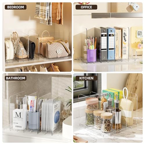 JOYZAN Stackable Purse Organizer for Closet, Adjustable Closet Purse Organizer, Clear Acrylic Shelf Dividers, Detachable Handbag Storage Separator Dividers for Home, Office - 2 Pack - size: 2 Pack