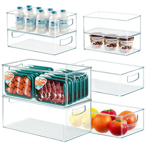 Heyuzb 8 PACK Freezer Organizer Bins Fridge Organizer Storage Stackable Deep Freezer Storage Bins with Side Handles Refrigerator Organizers and Storage Home Organization Must Haves - size: 8 PACK