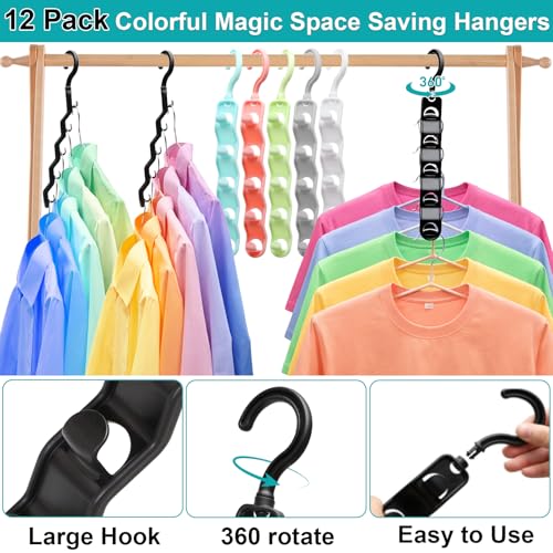 Closet Organizers and Storage,Upgraded Organization and Storage Clothes Hanger,12 Pack College Dorm Room Essentials,Sturdy Closet Organizer Home Essentials Space Saving Hangers for Thick Clothe - size: 12Pack