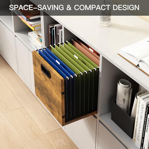 Hanging File Folder Organizer Filing Box with Handles File Organizer Holder for Desk Space-Saving Storage Bin for Letter Size – Open Design for Quick Access & Efficient Organization