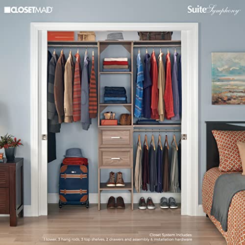 ClosetMaid SuiteSymphony Closet Organizer with Shelves and 2 Drawers, 16-Inch-Natural Gray - color: Natural Gray, style: Closet Organizer w/Shelves, 2-Drawers