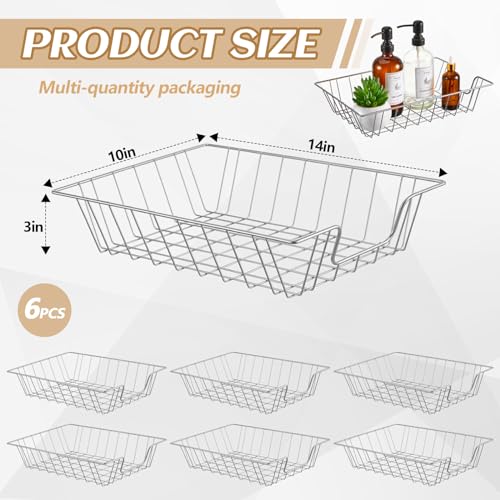 Yeaqee 6 Pcs Letter Tray Wire Paper Trays Stackable File Desk Organizer Metal File Paper Holder Basket for Desk Desktop Letter Storage for Office Home Classroom School(14'' x 10'' x 3'',Silver) - color: Silver, size: 14'' X 10'' X 3''