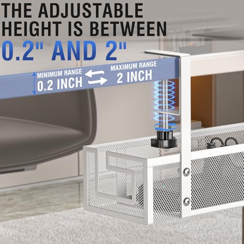 Under Desk Cable Management Tray, GZOKMOG No Drill Cable Management Under Desk, Heavy Duty Metal Cord Organizer, Home Office Wire Management for Gaming/Standing Desk, 2 Pack White, 15.75 inch - color: White-2 pack