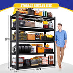 78" H Garage Shelving Heavy Duty Storage Shelves, 5-Tier Adjustable Metal Shelving Unit, Utility Garage Organizer Shelf for Basement, Pantry, Warehouse, Supermarket, 45.6" W x 19.7" D x 78" H - size: 5-Wire-19.7"Dx45.6"Wx78"H