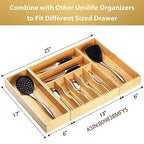 Umilife Bamboo Kitchen Utensils Organizer, Extra Long High Silverware Drawer Holder, Flatware Cutlery Storage Box, Multi-Use Drawer Divider in Office, Bathroom, Pantry - 17"x6"x2.5" (Set of 2) - size: 17 x 6 x 2.5" (Standard, Set of 2)