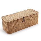 Seagrass Tank Basket with Lid Woven Toilet Roll Storage Basket with Sections Rectangular for Organize Snack Toys Tampon (Large Compartment 16.5inch L x 5.5inch W x 5.5inch H) Natural - color: Natural