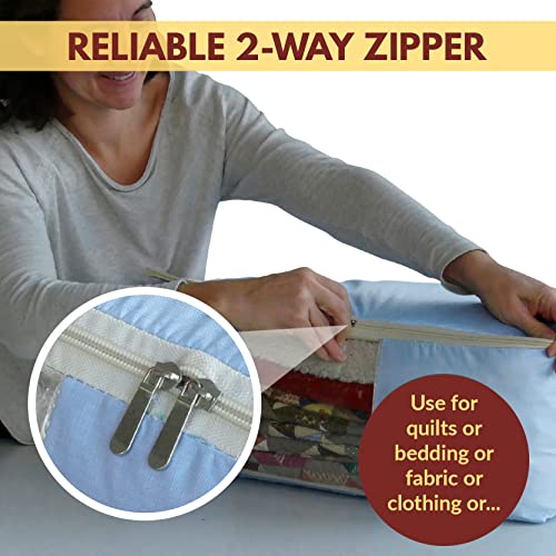 Madam Sew Quilt Blanket Storage Bag|Blanket Organizer|Comforter Storage for Clothes, Quilts, Bedding|Linen Bag Storage with Visible Front Panel, Strong Handles & 2-Way Zipper - Periwinkle 22x15x8" - color: Purple
