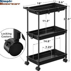 SimpleHouseware Standard 3-Tier Slim Rolling Storage Cart, Black - color: Black