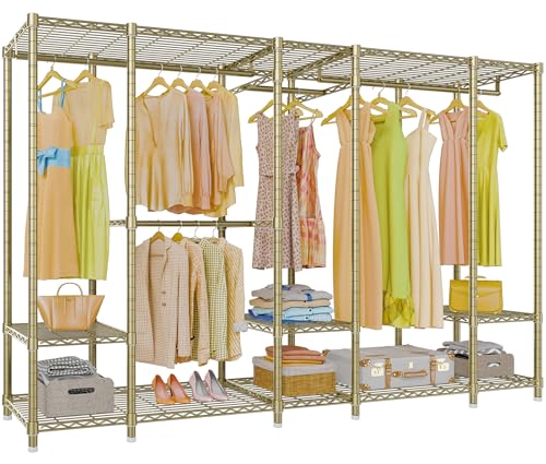 VIPEK V50 Closet Organizer System, Extra Large Heavy Duty Clothes Rack with Adjustable Shelves, Freestanding Modern Wardrobe for Bedroom, Walk-in Closet, Dressing Room, 1300 lbs Capacity, Gold - color: Gold