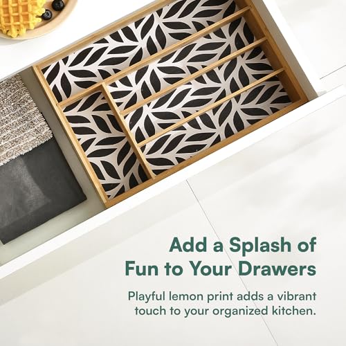 Pristine Bamboo Kitchen Drawer Organizer - Silverware & Utensil Organizer, 5-Slot, Geometric Print - color: Geometric Print, size: 5 Slot