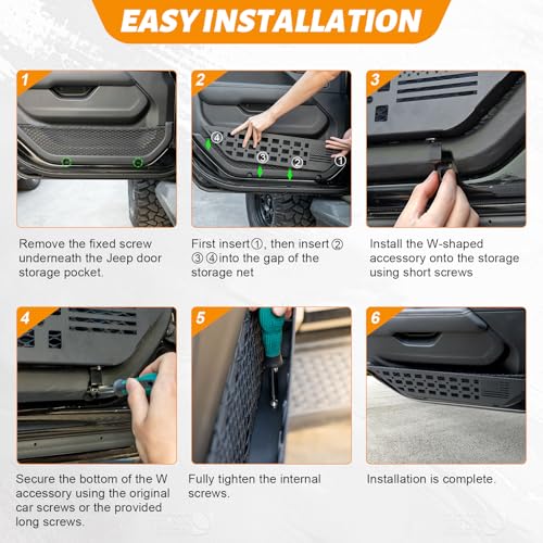 MAIKER Metal Front Door Storage Box, Door Side Insert Organizer Box Pockets for Replace Sagging Nets Compatible with 2018-2024 Jeep Wrangler JL JLU 4XE & 2020-2024 Gladiator JT(Black) - size: JL/JT Front