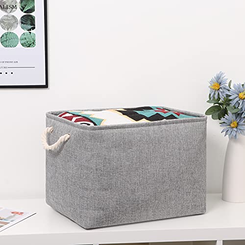 Bidtakay Grey Baskets [2-Pack] Shelf Baskets for Storage 16" X 11.8" X 11.8" Large Fabric Rectangular Decorative Storage Basket Organization Bins for Shelves Closet Home Organization(Grey) - color: Grey, size: 2 Pack-L-16x11.8x11.8 In