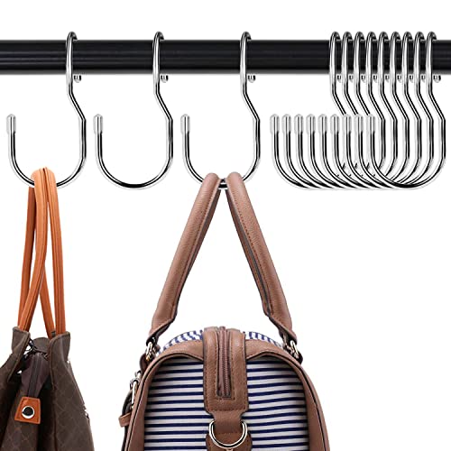 Unique Twist Design Bag Hanger Purse Hooks - 5 Inch Large Size Closet Rod Hooks for Hanging Bags, Purses, Handbags, Belts, Scarves, Hats, Clothes, Pans and Pots (12 Pack) - color: 12 Pack Platinum